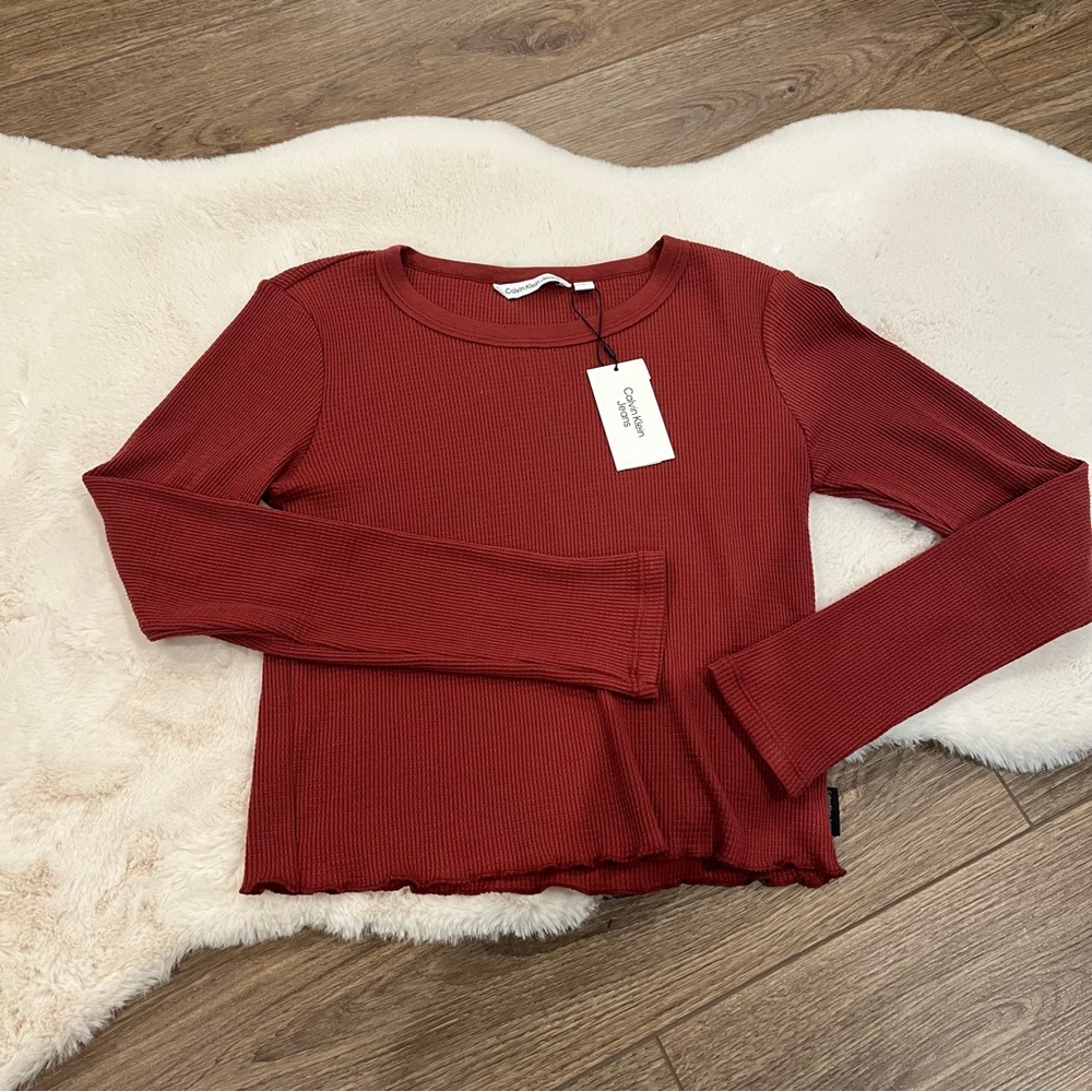 NWT Calvin Klein Long Sleeve Waffle Top Size Medium